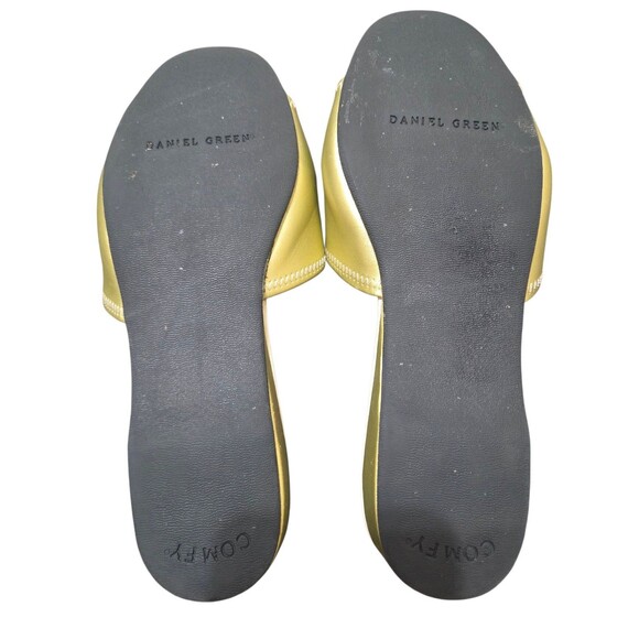 Daniel Green Dormie Slippers Womens 8W Gold Metallic Wedge Mule House Shoes Glam - Picture 3 of 11